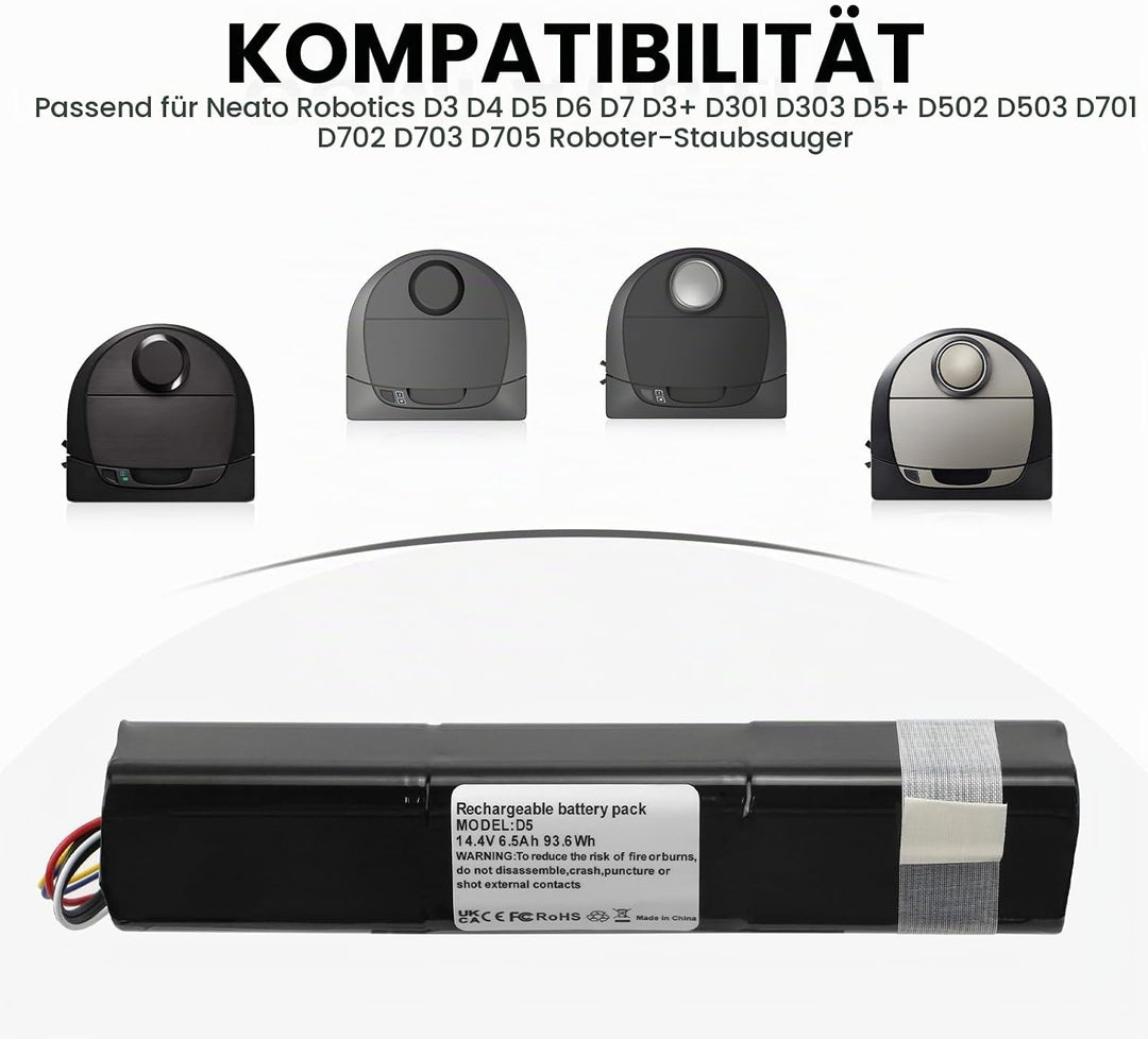 ANTIEE 6500mAh Akku für Neato Robotics D3 D4 D5 D6 D7 D3+ D301 D303 D5+ D502 D503 D701 D702 D703 D70