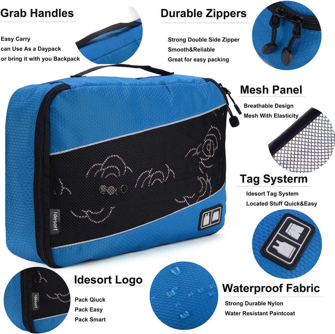 Idesort, Kofferorganizer blau/grün Einheitsgrösse 8er-set – Blau/Grün, 8er-set – Blau/Grün