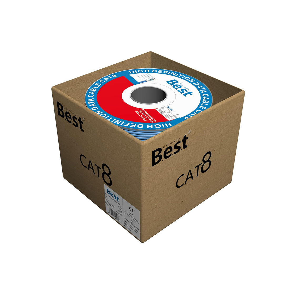 Germany B.e.s.t 50m CAT 8 Duplex Netzwerkkabel Verlegekabel Halogenfrei Installationskabel 40 Gbit/s