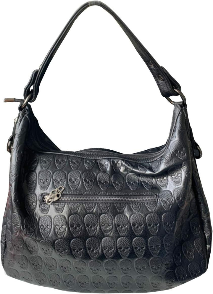 FiveloveTwo Damenhandtaschen Schädelkette Umhängetaschen Grosse Kapazität Gotische Henkeltaschen Nie