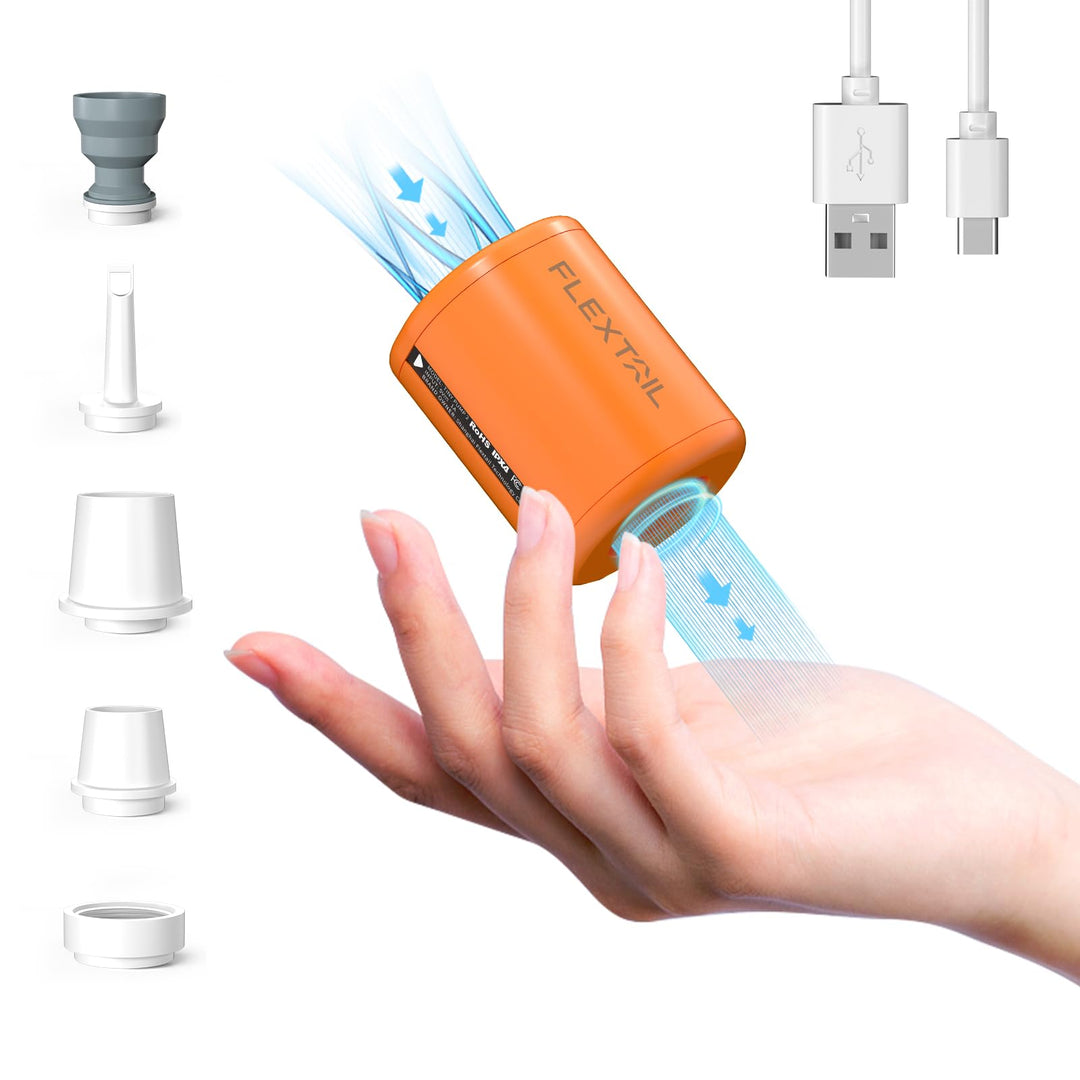 FLEXTAILGEAR Tiny PUMP2 X, Elektrische Luftpumpe mit 1300mAh Akku, Tragbare Kompakte Mini Pumpe USB