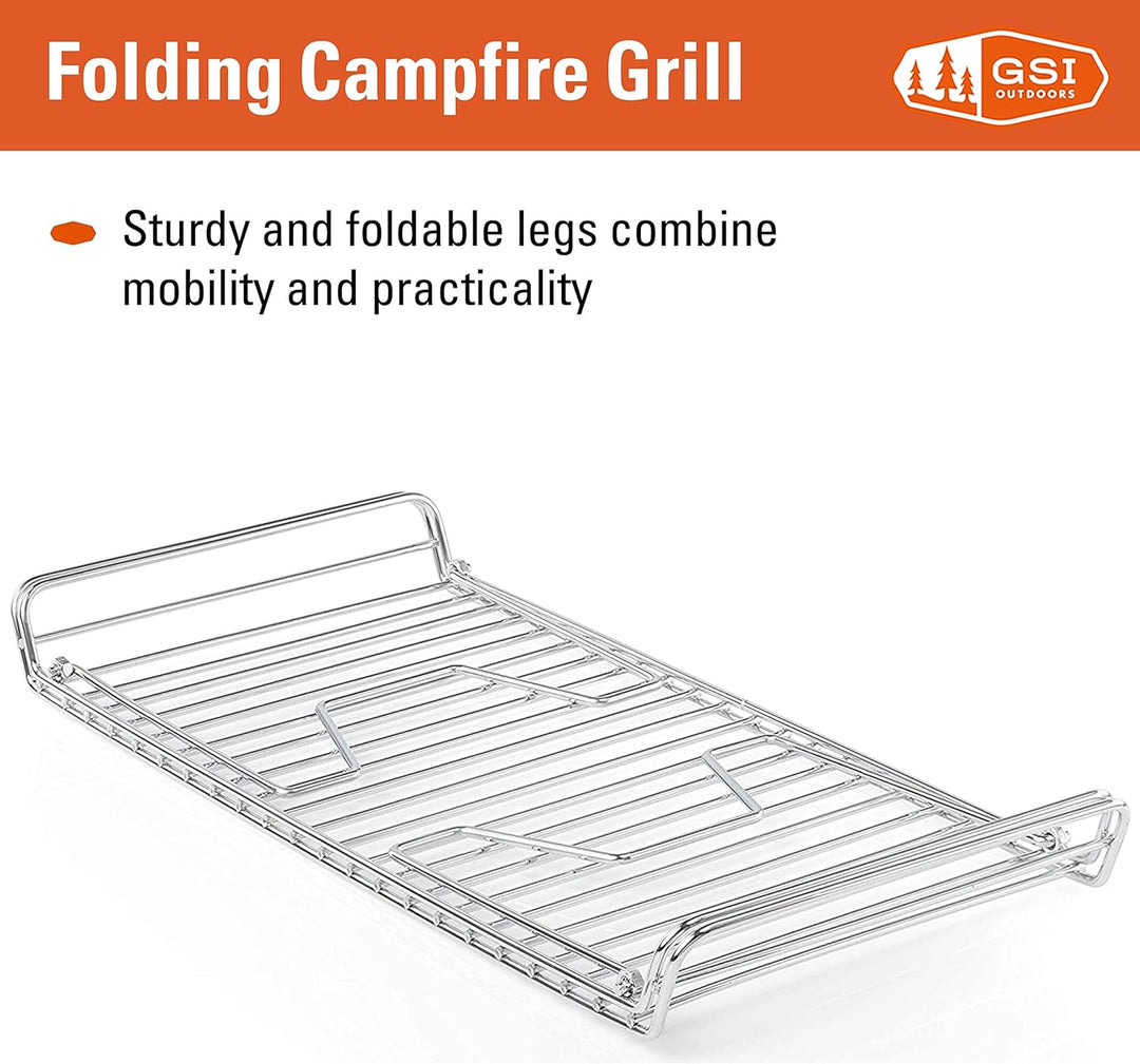 Gsi Klappbarer Lagerfeuer-Grill, Rostfrei, 15.4 x 7.9 inch Rostfrei 15.4 x 7.9 inch, Rostfrei 15.4 x
