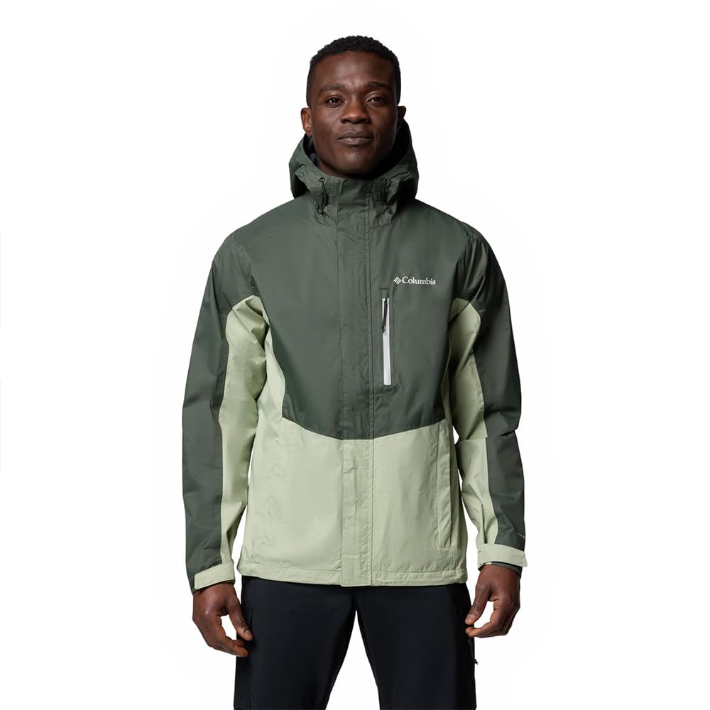 Columbia Herren Pouring Adventure 3 Jacket Wasserdichte Regenjacke (1er Pack) S Greenscape/Safari, S