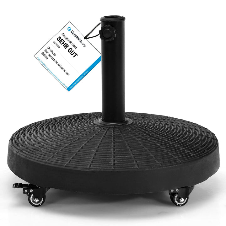 COSTWAY 23 kg Sonnenschirmständer mit Rollen, Φ52cm Schirmständer für Schirmstangen von 38/48 mm, Ma