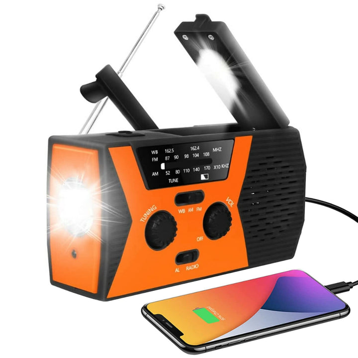 Notfall Radio mit Kurbel, Tragbares Solar Radio Wiederaufladbar 2000 mAh AM FM Notfallradio LED Tasc