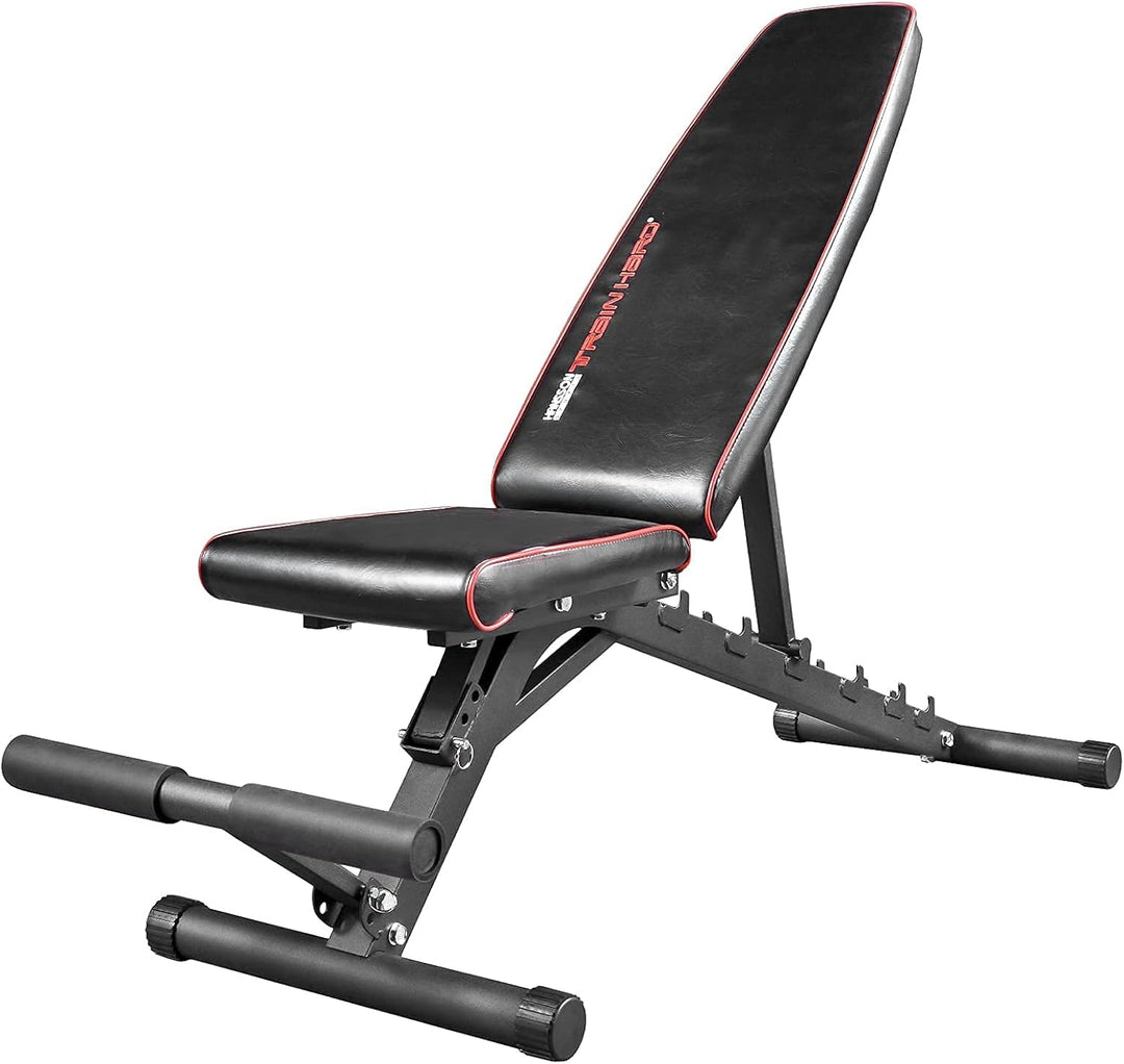 Train Hard Verstellbare Hantelbank Schrägbank mit Beinhalter für Bauchtraining, zertifizierte Premiu