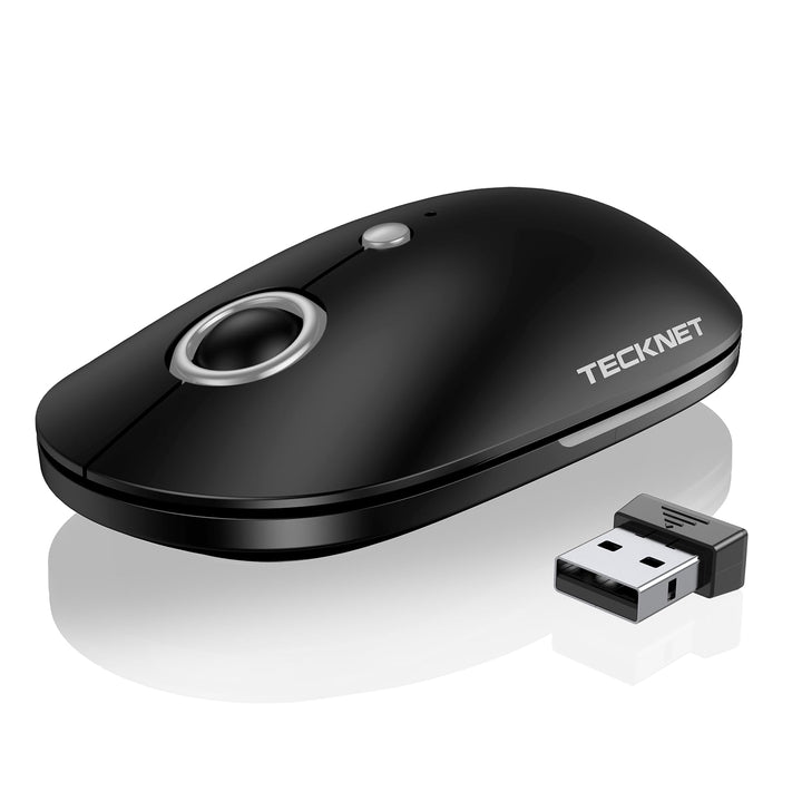 TECKNET Maus Kabellos, 2,4 GHz Funkmaus mit USB C Adapter, 4800 DPI Maus mit 5 DPI Einstellbar, Sile