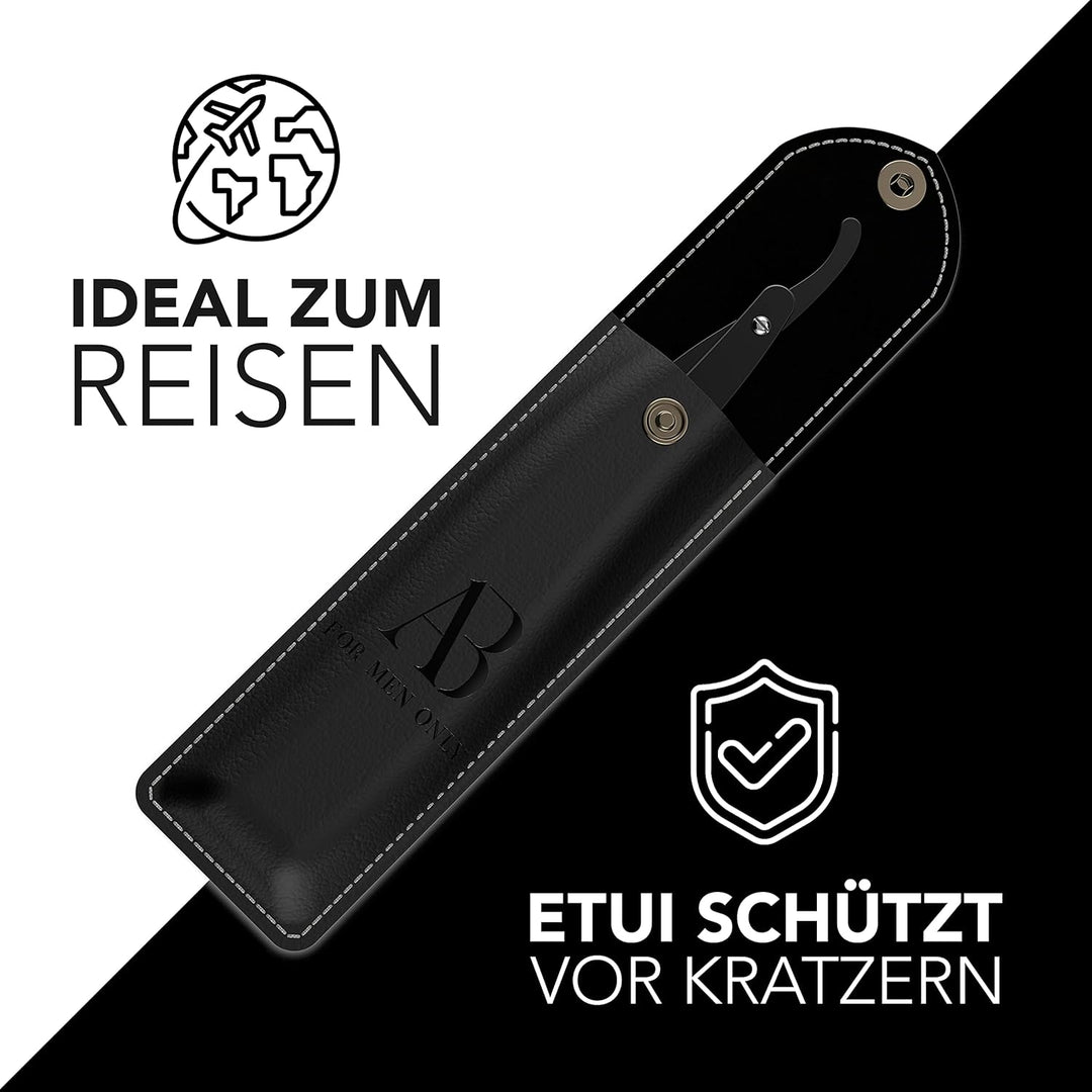 Anthony Brown® Rasiermesser in Schwarz oder Silber - einzigartiger Klingenkopf für mehr Präzision -