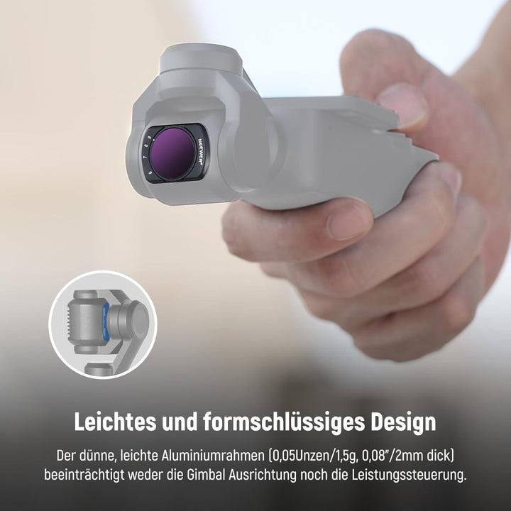 NEEWER Variabler ND Filter Kompatibel mit DJI Osmo Pocket 3 Creator Combo Zubehör, magnetischer ND64