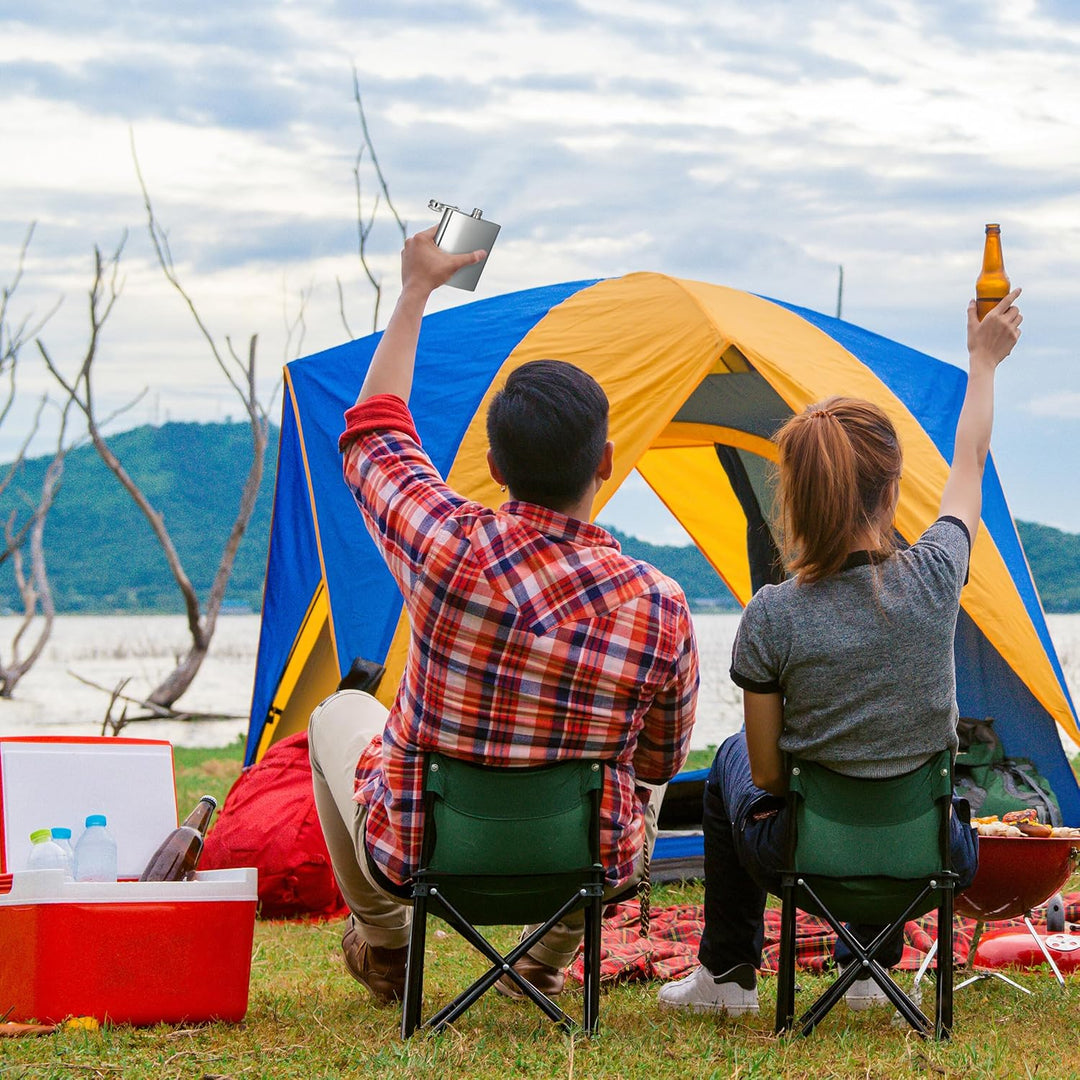 Relaxdays Flachmann 10er Set, 200 ml, Edelstahl Schnapsbehälter für unterwegs, Taschenflasche Schrau