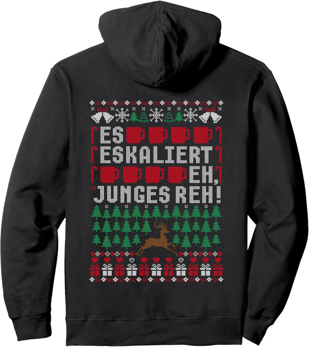 Es eskaliert eh Ugly Christmas Sweater Reh Weihnachten X-mas Pullover Hoodie