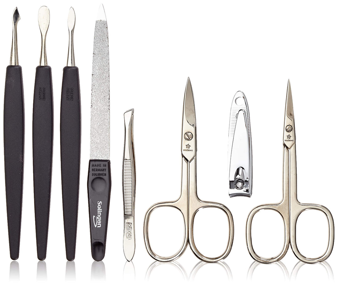 Pfeilring Aktion Manicure-Etui, dunkelbraun, 8-teilig, mit Nagelknipser, Basic Füllung