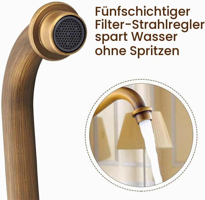 Wasserhahn Bad Bronze Antike, Wasserhahn Küche Waschbecken Armaturen, Hoher Auslauf Zweigriff Mischb