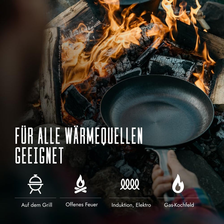 SKOTTSBERG Gusseisen Grillpfanne - 28×28 cm – vorgebrannt & PFAS‑frei, natürlich Antihaft - für Indu