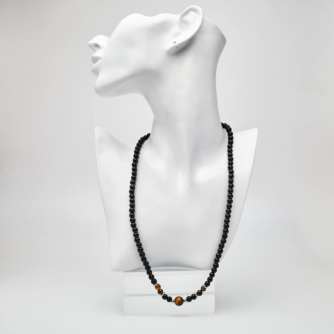 Handgemachte Herren Tigerauge Onyx Perlenkette Kette Natürliche Edelsteine Heilung Kristallschmuck (