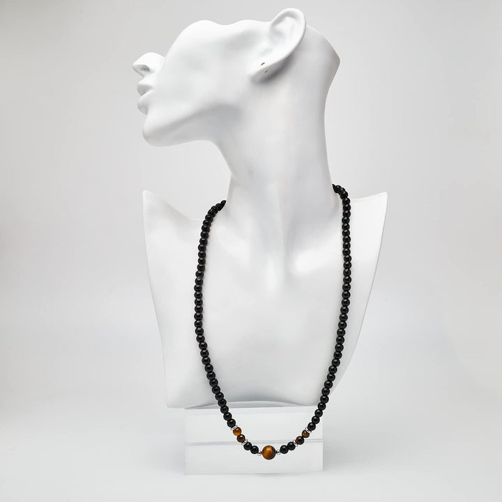 Handgemachte Herren Tigerauge Onyx Perlenkette Kette Natürliche Edelsteine Heilung Kristallschmuck (