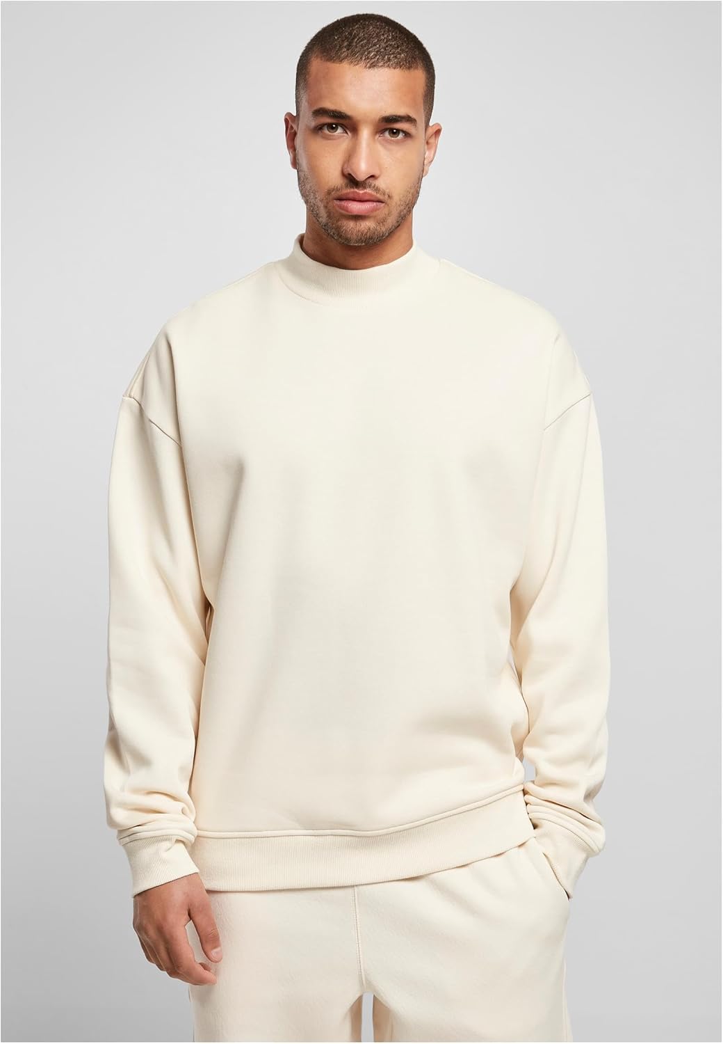 Urban Classics Herren Pullover mit hohem Rippkragen, weites Mock Neck Sweatshirt, überschnittene Sch