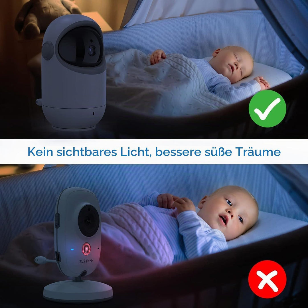 TakTark Babyphone mit Kamera, 4.3'' Babyfon mit Kamera und Audio mit Pan-Tilt 300° Rotation Video Ba