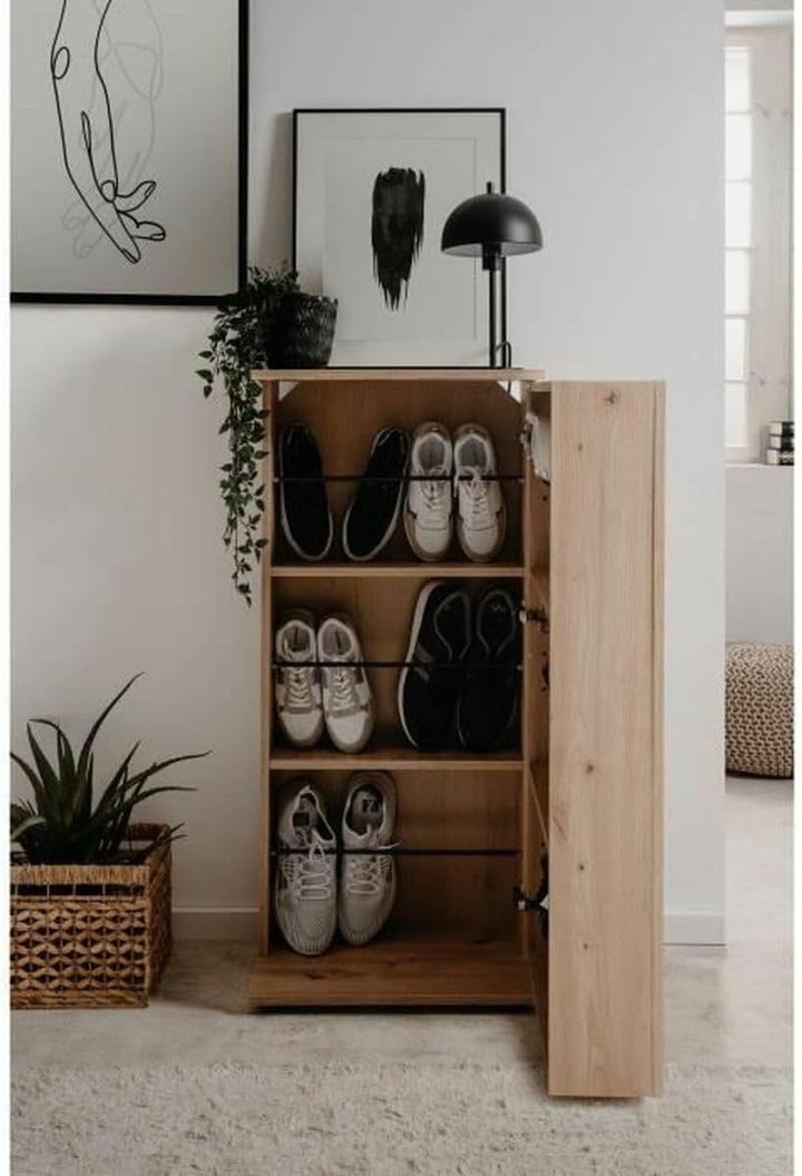 Schuhschrank, Kommode, Holzwerkstoff, Dekor Artisan Oak, Mass: B x H x T ca. 50 x 110 x 34 cm