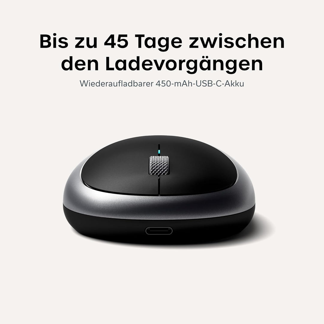 SATECHI Aluminium M1 kabellose Bluetooth-Maus mit wiederaufladbarem Typ-C-Anschluss – Für M2/M1 MacB