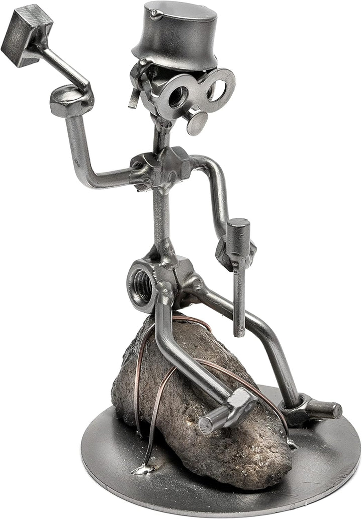 STEEMO Schraubenmännchen Steinmetz Handwerker Geschenk Metall-Deko 11x10x16 cm