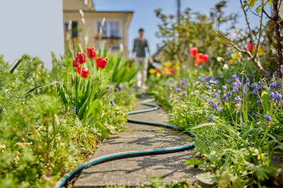 Gardena EcoLine Schlauch 1/2 Zoll, 20m mit Systemteilen: Nachhaltiger Gartenschlauch aus recyceltem