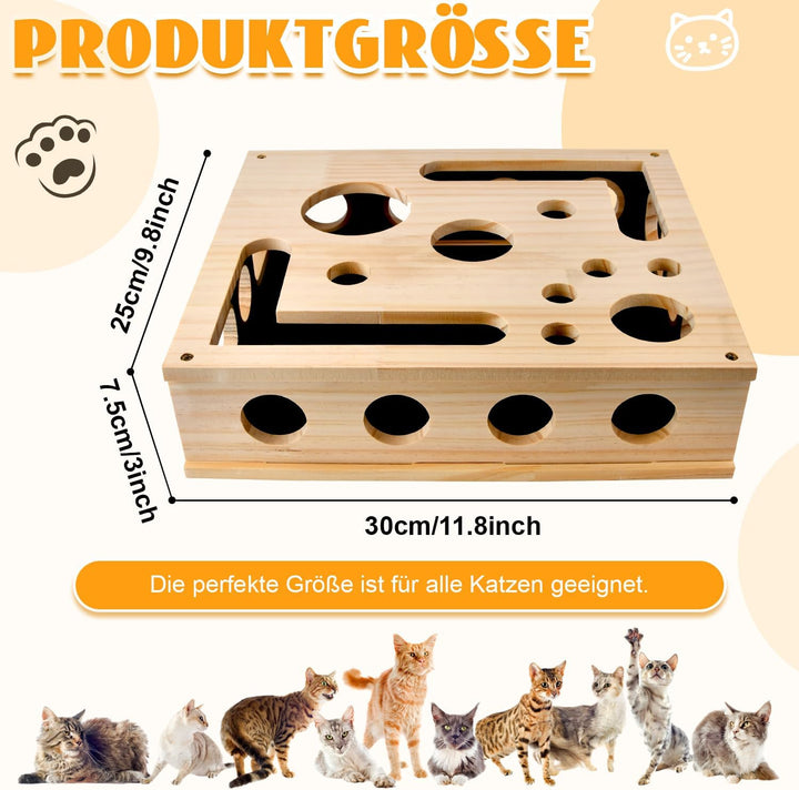 Katzenkratzpuzzle Anreicherungsbox, Katzen Kratzbrett, 30X25CM Holz Katze Nagelfeile Kratzanreicheru
