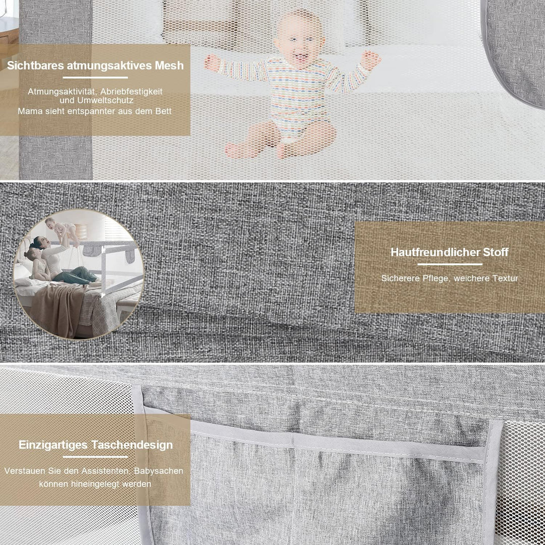 Cecaylie Bettgitter 200 x 80cm, Rausfallschutz Bett für Kinder, Bed Rail stabile Bauweise, Kinderbet