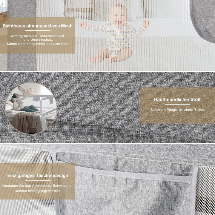 Ikodm Bettgitter, 200cm Bettschutzgitter für Kinder, Babybettgitter Kinderbettgitter, Bed Rail Siche
