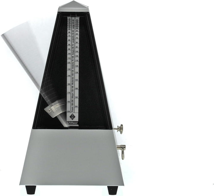Wittner 903557 Taktell Pyramidenform Metronom Kunststoffgehäuse mit Glocke hellsilber-matt
