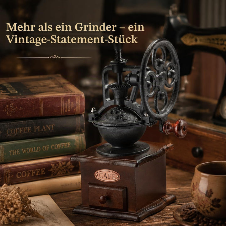 Zerodis Manuelle Kaffeemühle, Retro-Stil, Handkurbel, Holz, Keramik, Gusseisen, Mühle für Kaffeebohn
