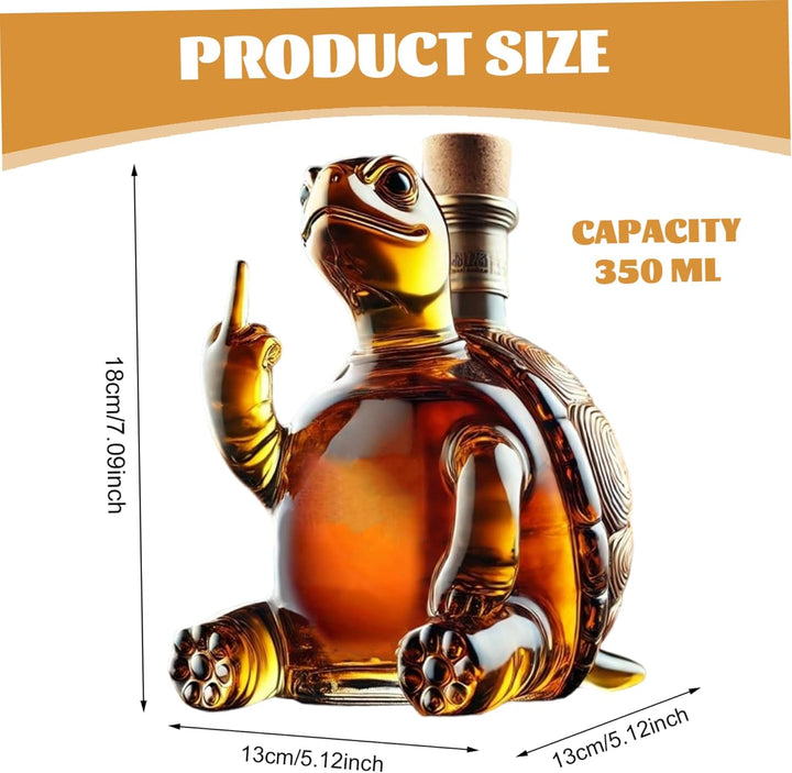 Whisky -Dekanter, 350 ml Schildkrötenweinkatalter zeigt seinen Mittelfinger, 5.1x5.1x7.1 Transparent
