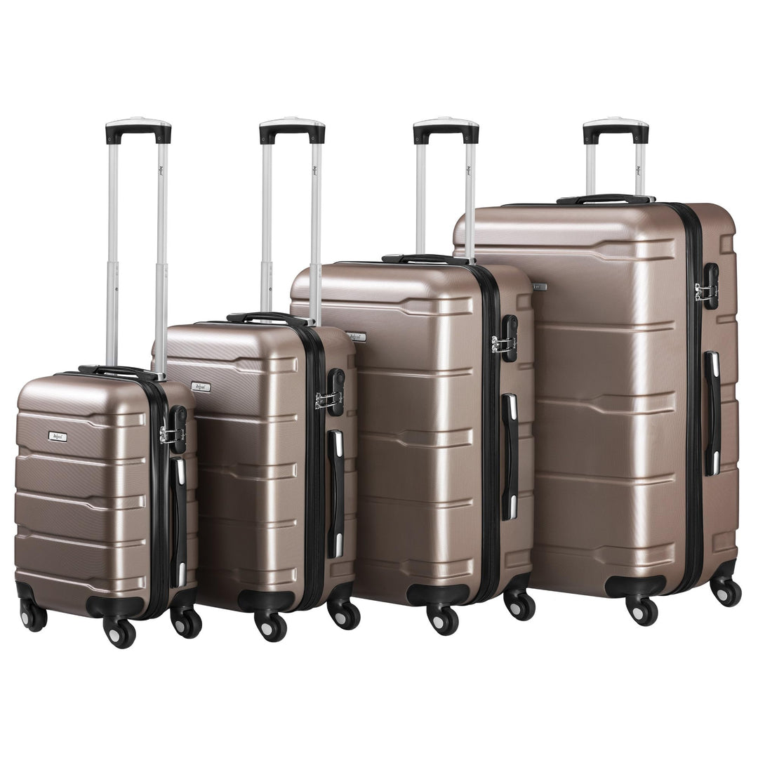 Zelsius Koffer Set 4 Stück, Champagner | ABS Hartschalenkoffer mit Zahlenschloss, 4 Rollen und Innen