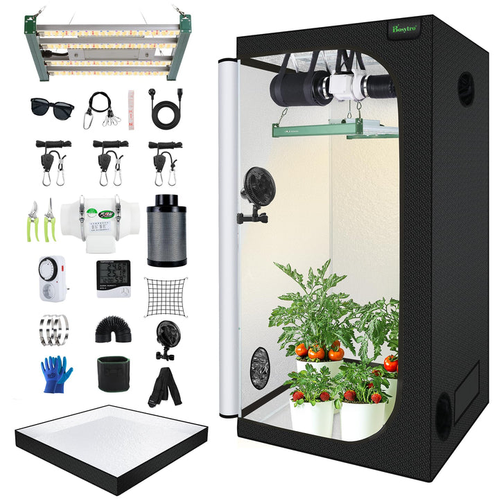 Growzelt Komplettset,Led Grow Tent Kit,120W LED Grow Lampe Vollspektrum,Komplettes Hydroponics 600D