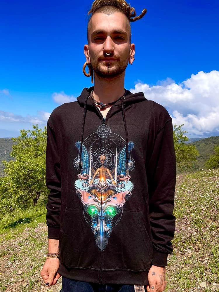 Fraktal Alien Zipper Hoodie schwarz (S), S