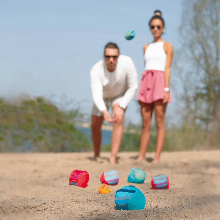 Remember Soft-Boccia Spiel Set - Boule Kugeln mit farbenfrohem Design, wasserabweisend, waschbar und