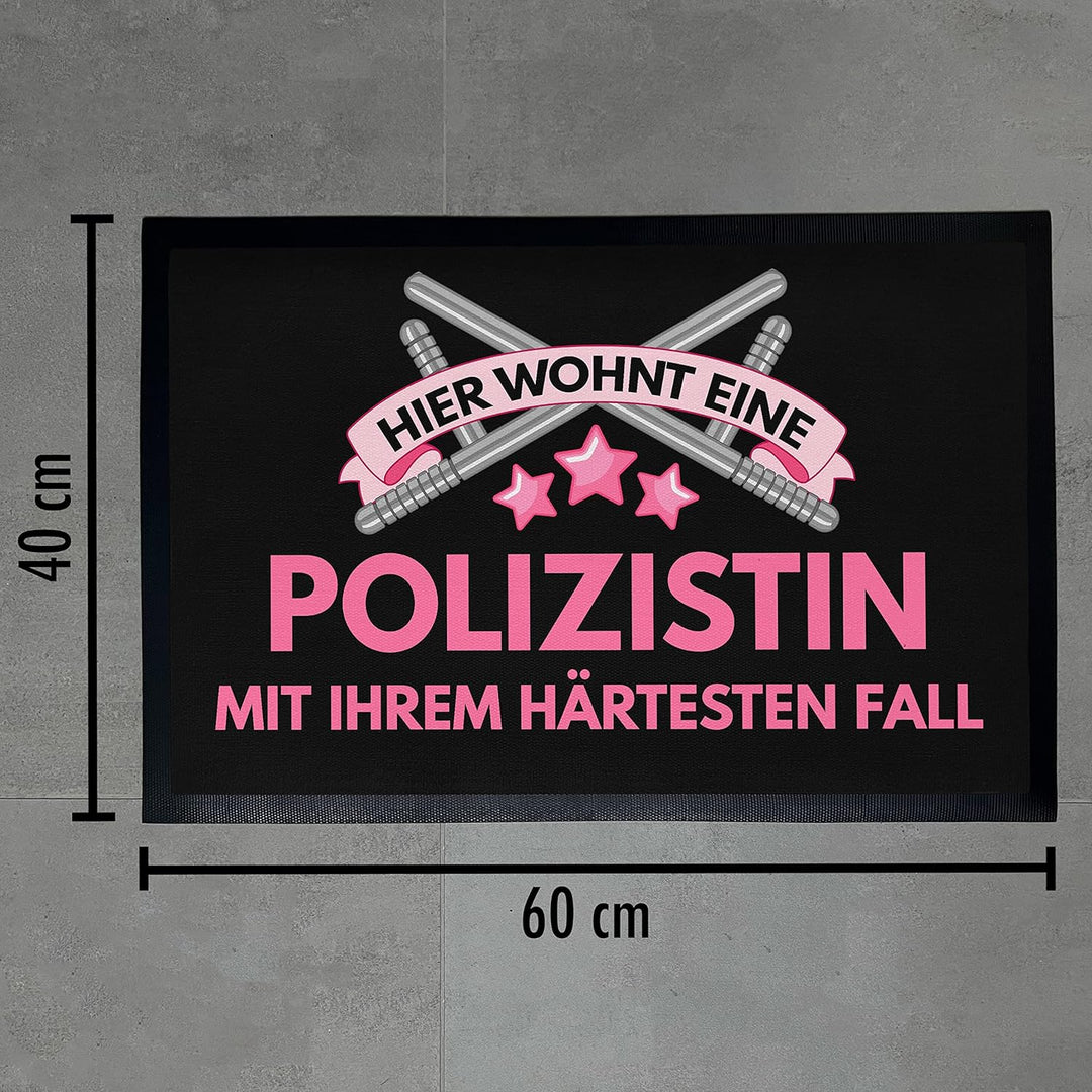 Trendation - Fussmatte für Polizistin Freund Geschenk Fussmatte mit Spruch Polizistin Lustig 60x40 c