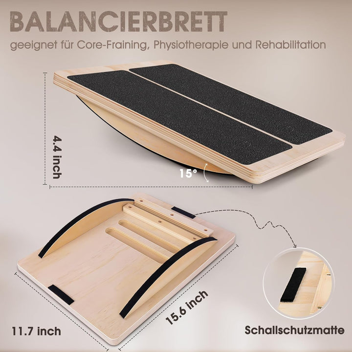 Balance Board 2-in-1 Verstellbares Schrägbrett mit Tragegriff, Rutschfestes Balancebrett und Wadenst