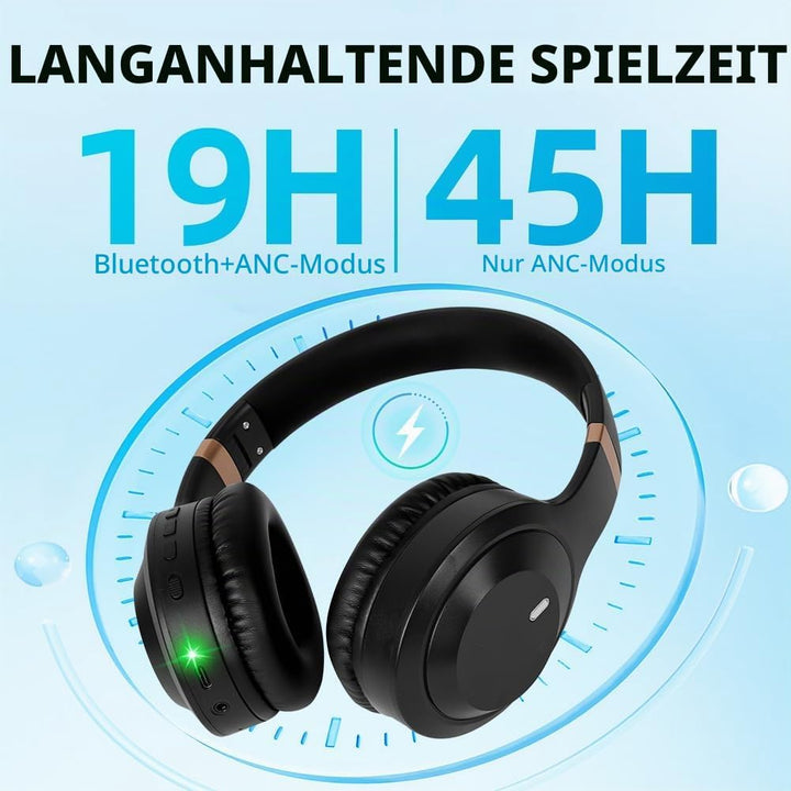 AXFEE ANC kabellose kopfhörer, Over Ear kopfhörer, kabellos Bluetooth mit Active Noise Cancelling 45