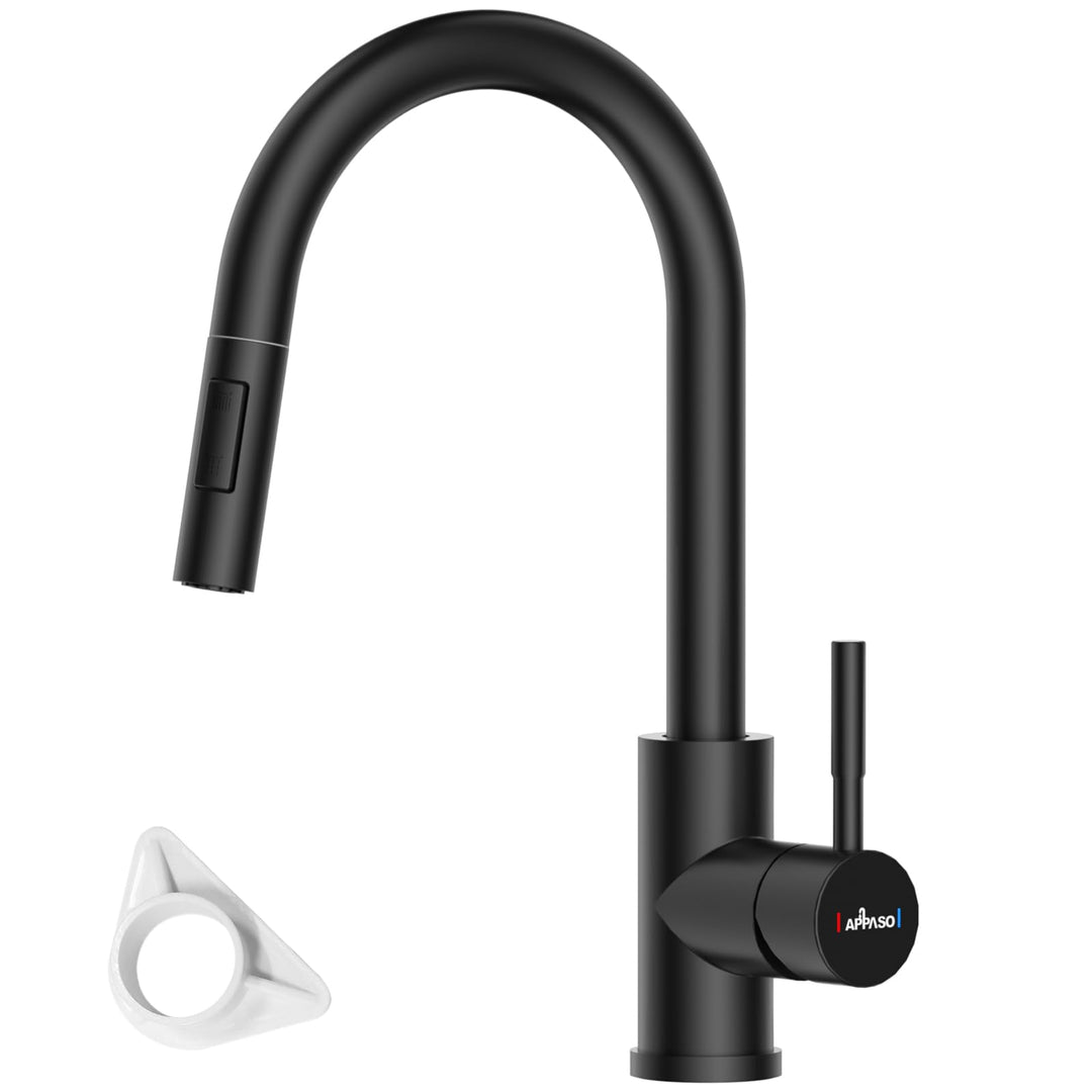 Wasserhahn Küche Schwarz, APPASO Küchenarmatur Ausziehbar 360° Drehbar, Hochdruck Mischbatterie mit