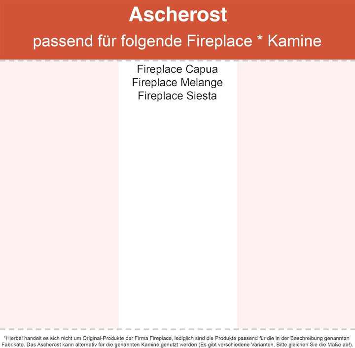 Kaminrost/Ascherost Eckig 240 x 177 x 10 mm passend für Fireplace ** Kaminöfen inkl. Modellübersicht