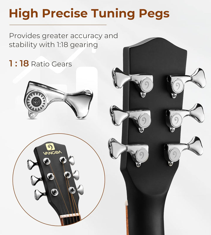 Vangoa 4/4 Linkshändig Gitarre Elektro Akustische Westerngitarre für Linkshänder mit 4-Band-Equalize