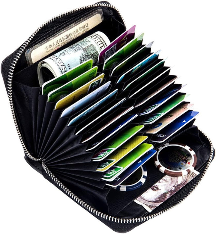 boshiho RFID-blockierendes Kreditkartenetui mit 24 Fächern, echtes Leder, mehrere Karten, Organizer,
