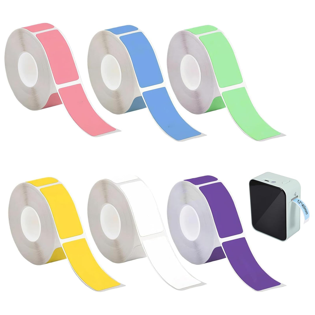 6 Farben, 960 Etiketten – Thermodrucker Etiketten 12 x 40 mm, selbstklebend, wasser- und ölbeständig