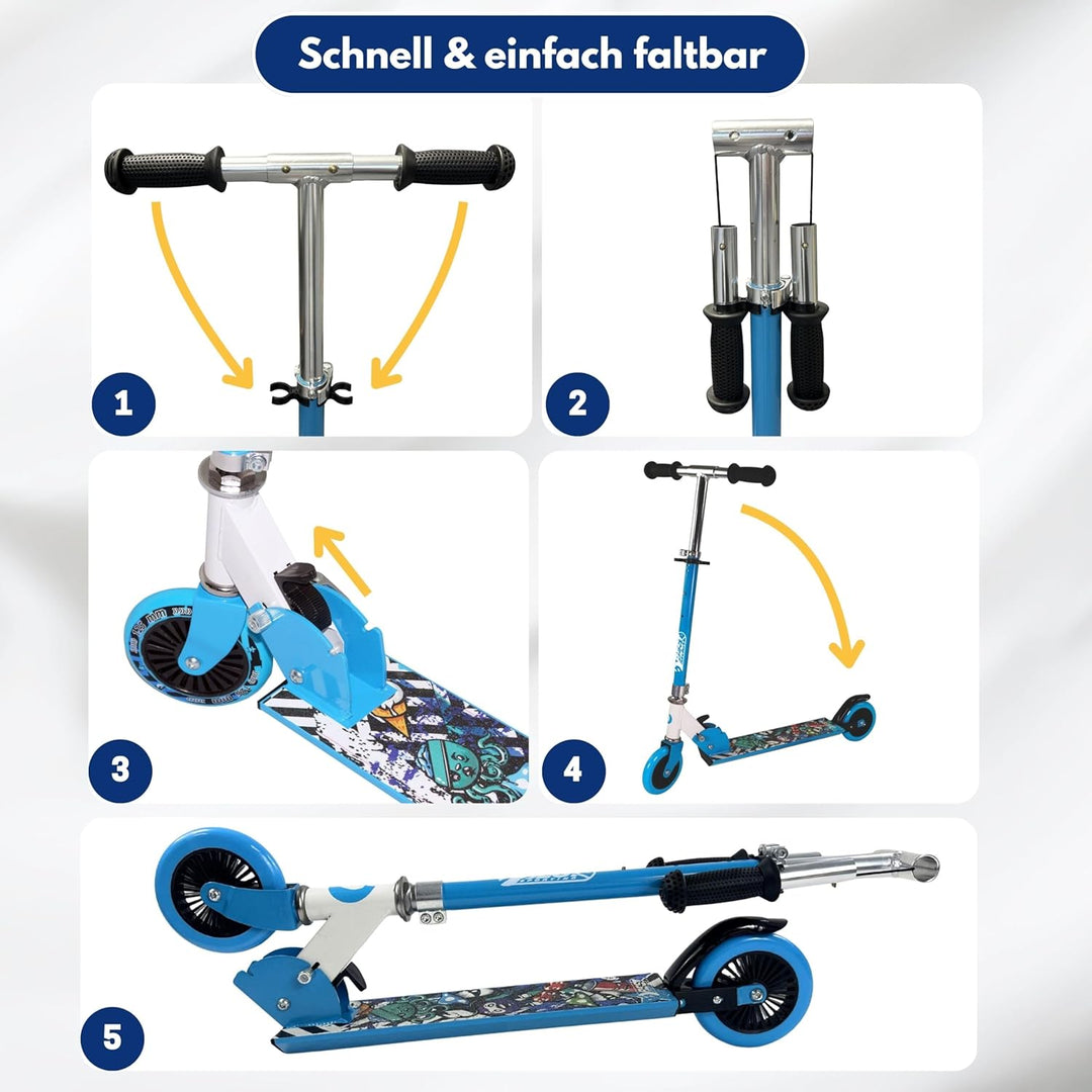 Best Sporting Scooter Kinder I klappbarer Tretroller I pink-weiss oder blau/schwarz I hochwertiger C