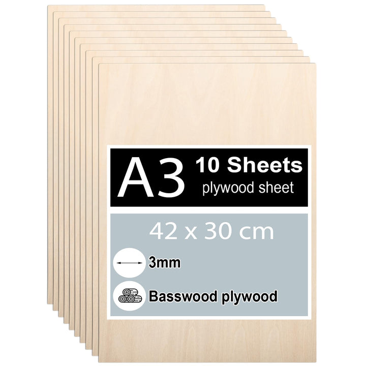 Linde Sperrholz 3mm, 42 x 30 cm, DIY, Laserbearbeitung, Brandmalerei, Modellbau, Deko, Gemälde A3-42
