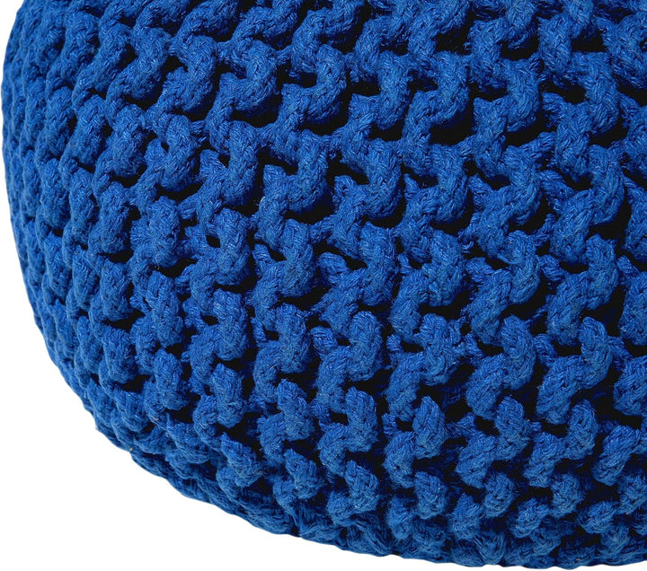 Gestrickter Pouf Blau Kobaltblau ⌀ 40 cm Baumwolle Ottomane Conrad