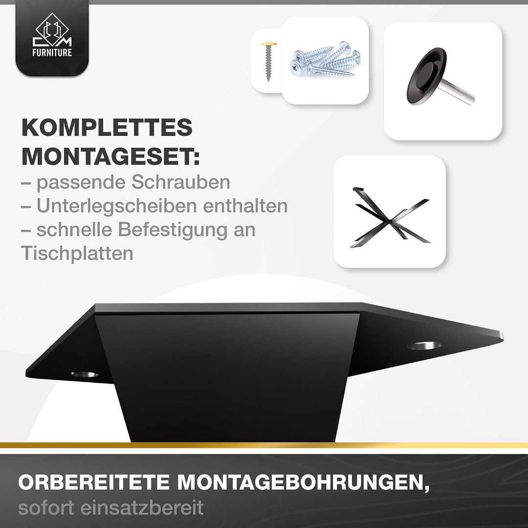 CM Furniture - 1x Tischgestell Spider Form| Tischbeine Metall Schwarz - H72x B76 x L120 cm | Massive