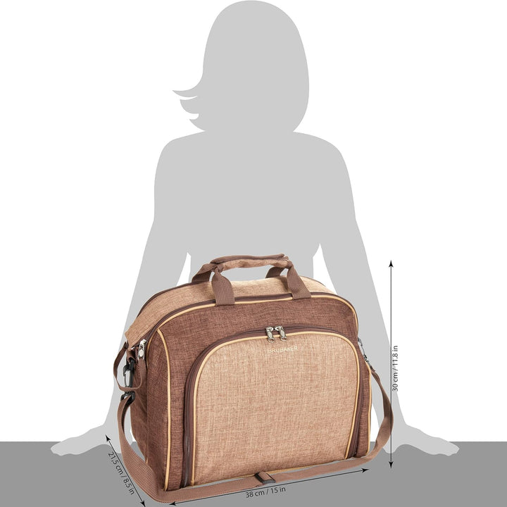 BRUBAKER Picknicktasche für 4 Personen mit Kühlfach - tragbar als Duffelbag oder Schultertasche - Br