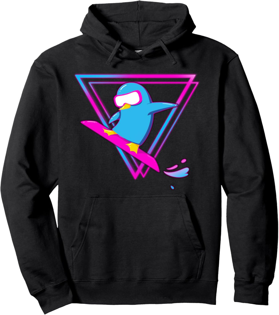 Vaporwave Aesthetics Antarktis Tier Snowboard Pinguin Pullover Hoodie